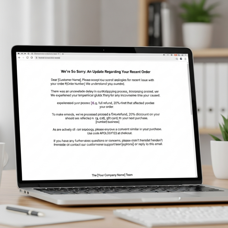 Apology Email Template To Customer US Example