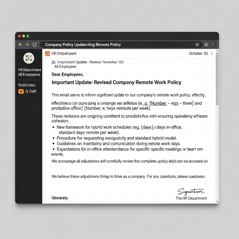 Company Policy Update Email Sample Example