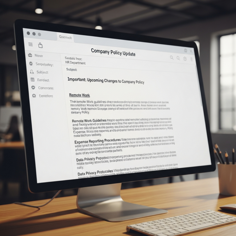 Company Policy Update Email Sample Example