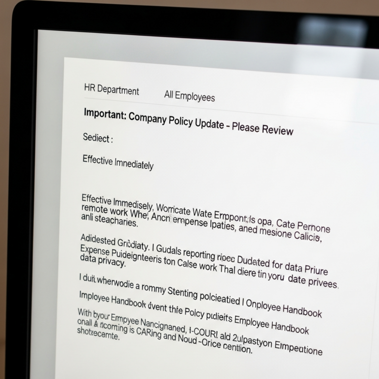 Company Policy Update Email Sample Example