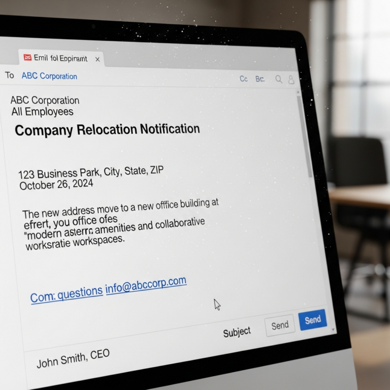 Company Relocation Notification Email Example